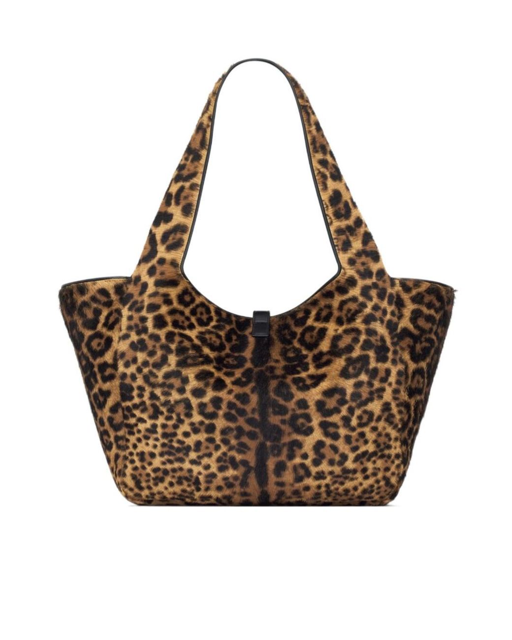 Saint Laurent Brown Le 5 À 7 Leopard Printed Tote Bag