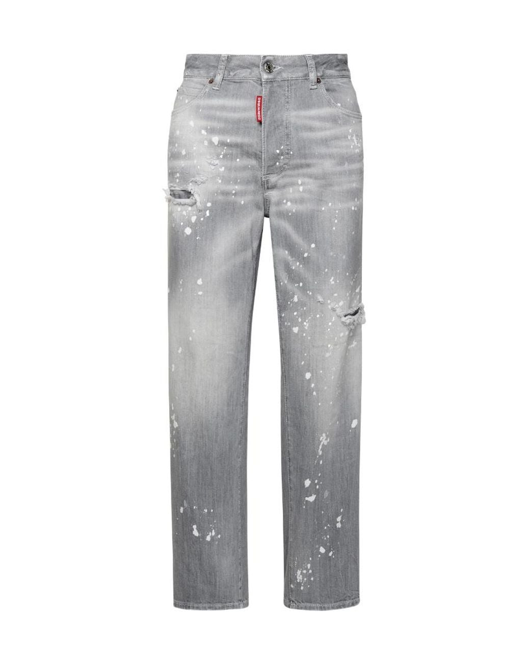 DSquared² Gray Distressed Spotted Washed Jeans