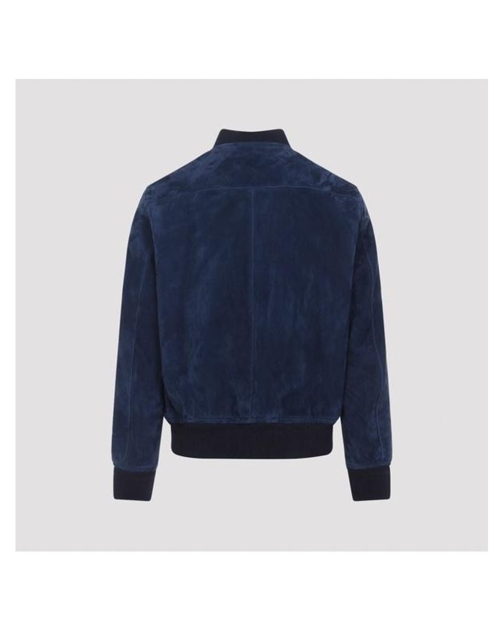 Tom Ford Blue Ribbed Trim Bomber Jacket for men