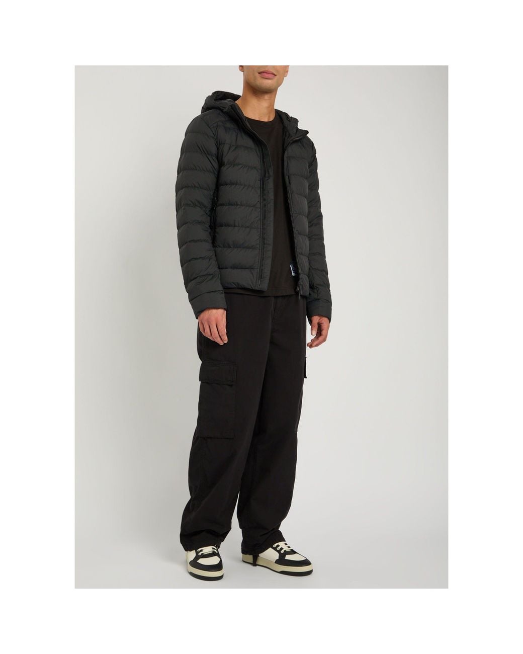 Canada Goose Black Hooded Horizontal Quilting Lightweight Down Jacket for men