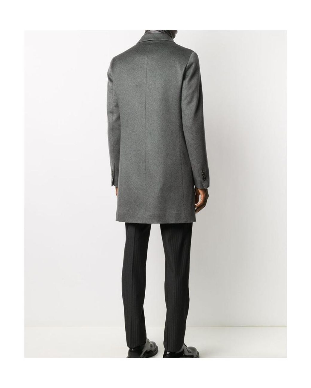 Herno Gray Single-Breasted Layered Coat for men