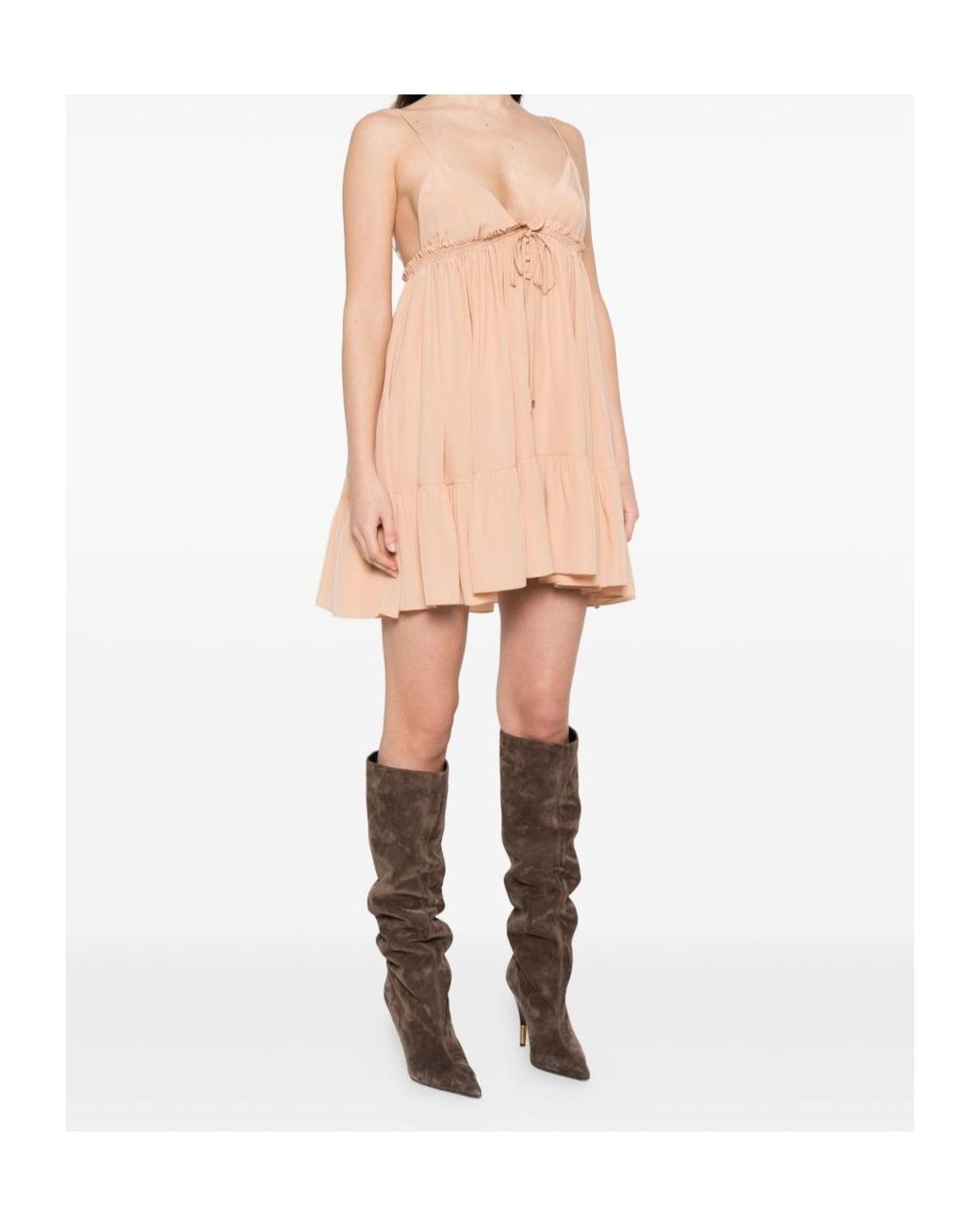 Chloé Pink Chloé Ruffled Tie-Front Mini Dress