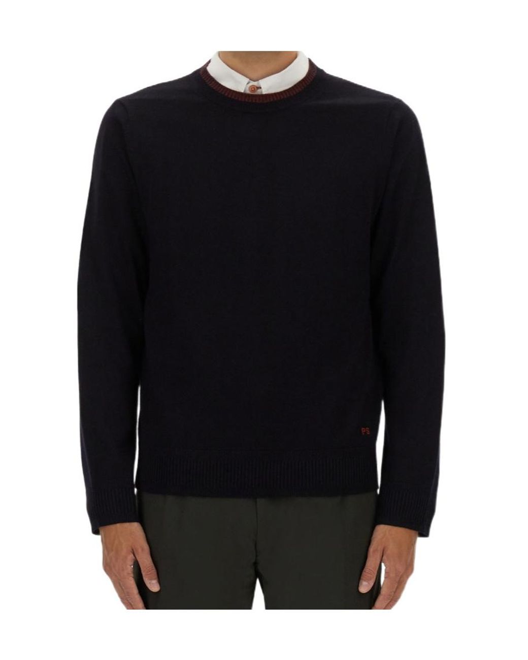 Paul Smith Black Ps Paul Smith Contrast-Collar Jumper for men