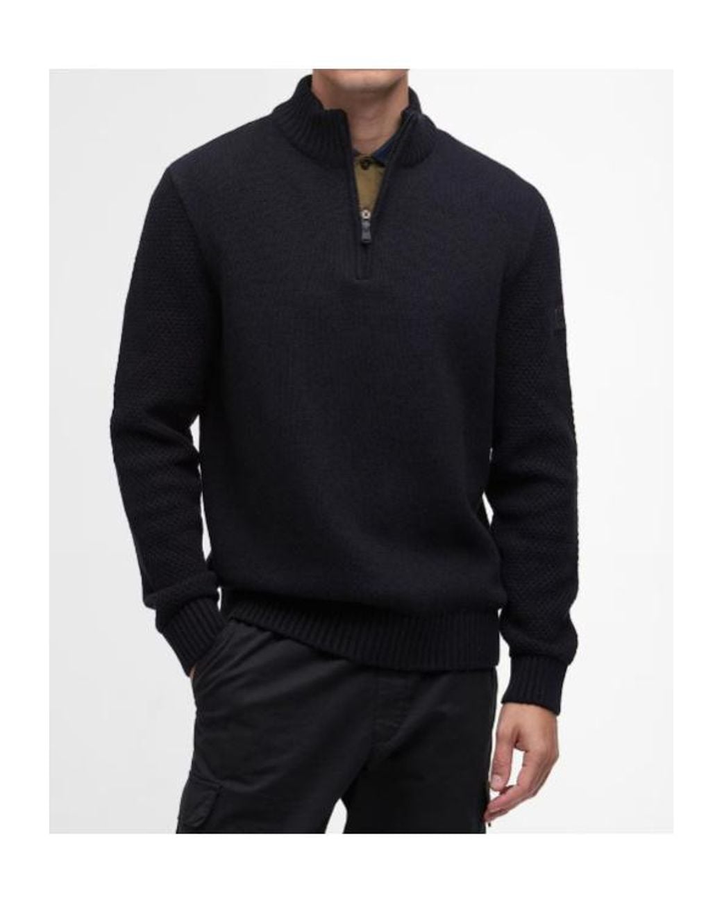 Barbour Blue Long-Sleeved Half-Zip Sweater for men