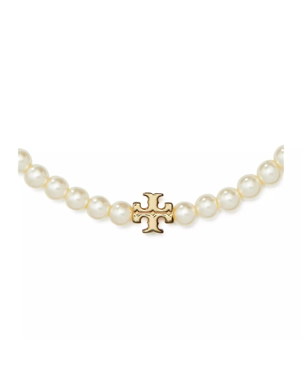 Tory Burch Metallic Kira Pearl Choker Necklace