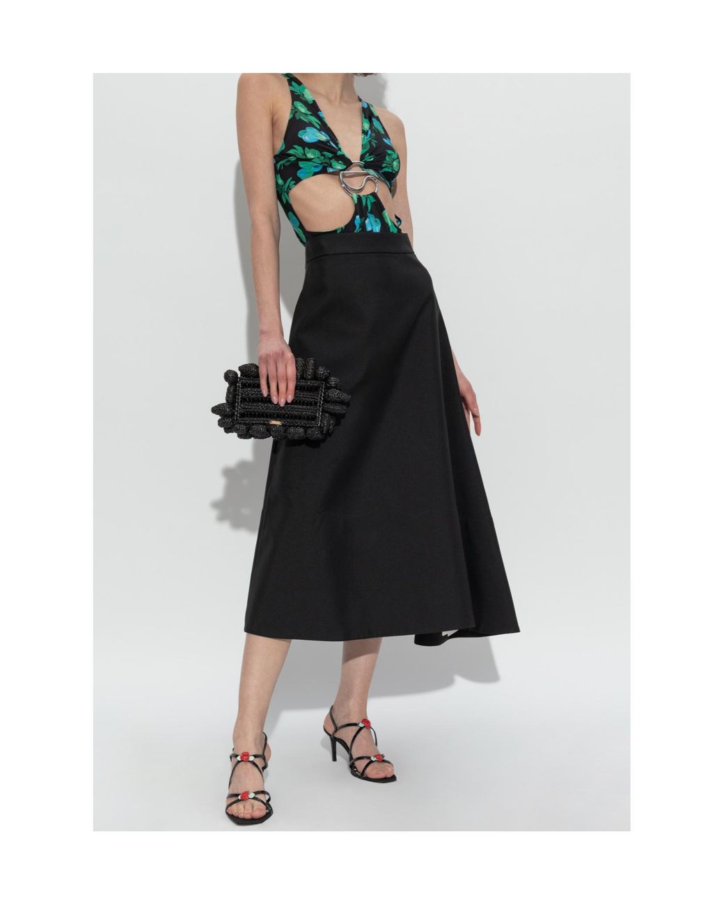 Coperni Green Floral-Print Bodysuit