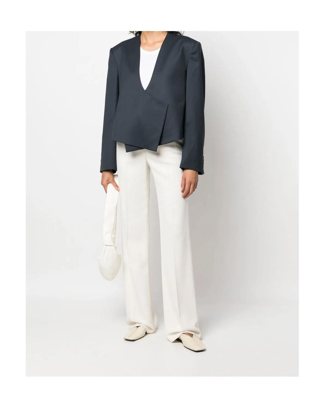 Low Classic Blue Asymmetric Wool-Blend Jacket