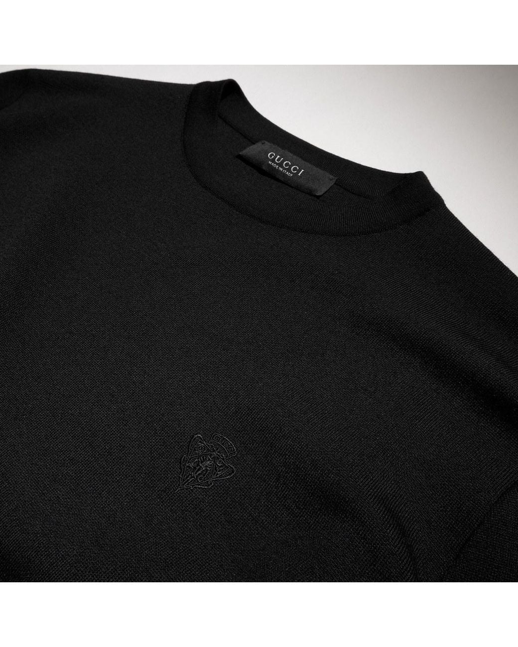 Gucci Black Wool Sweater With Embroidery for men