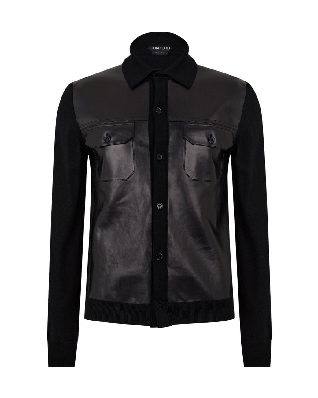 Tom Ford Black Leather Panel Shirt for men