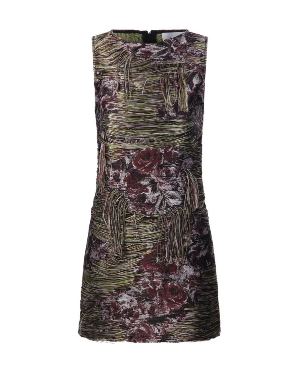 Ganni Black Tapestry Fringed Mini Dress