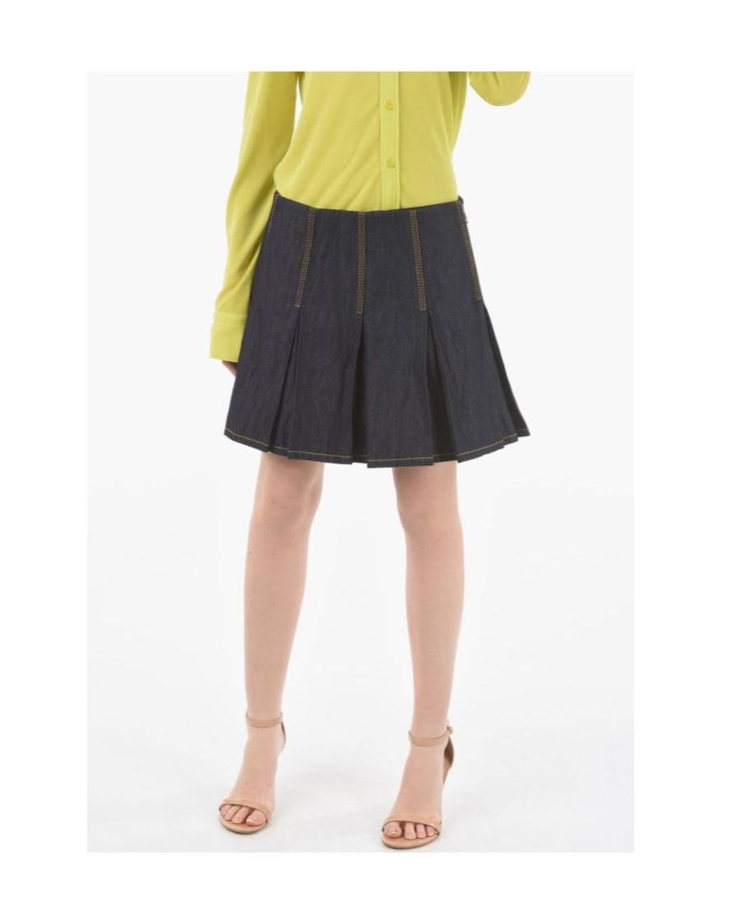 Bottega Veneta Blue Pleated Mini Skirt
