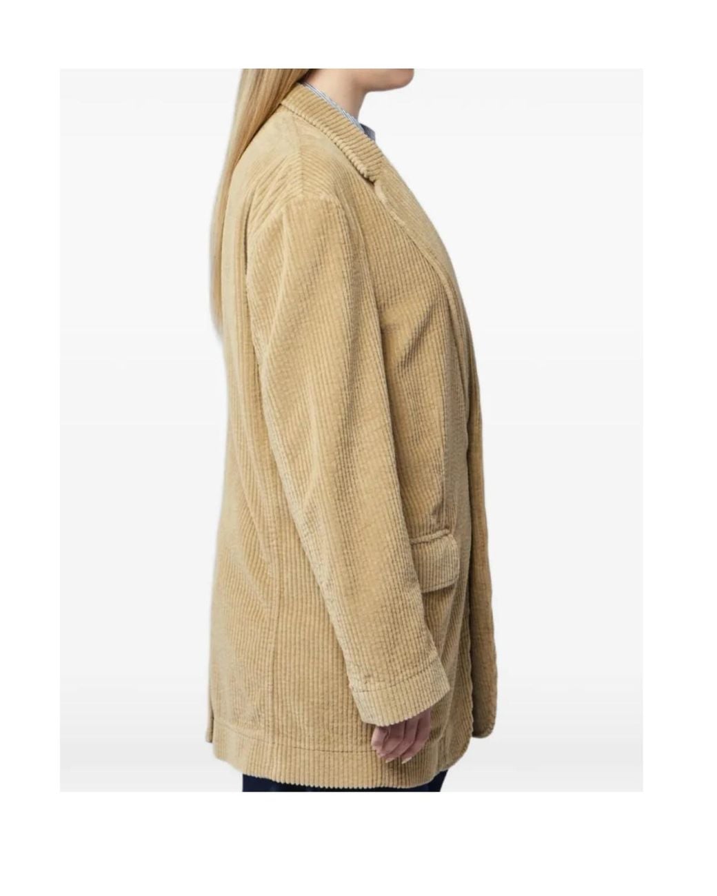 R13 Natural Single-Breasted Oversized Ragged Blazer