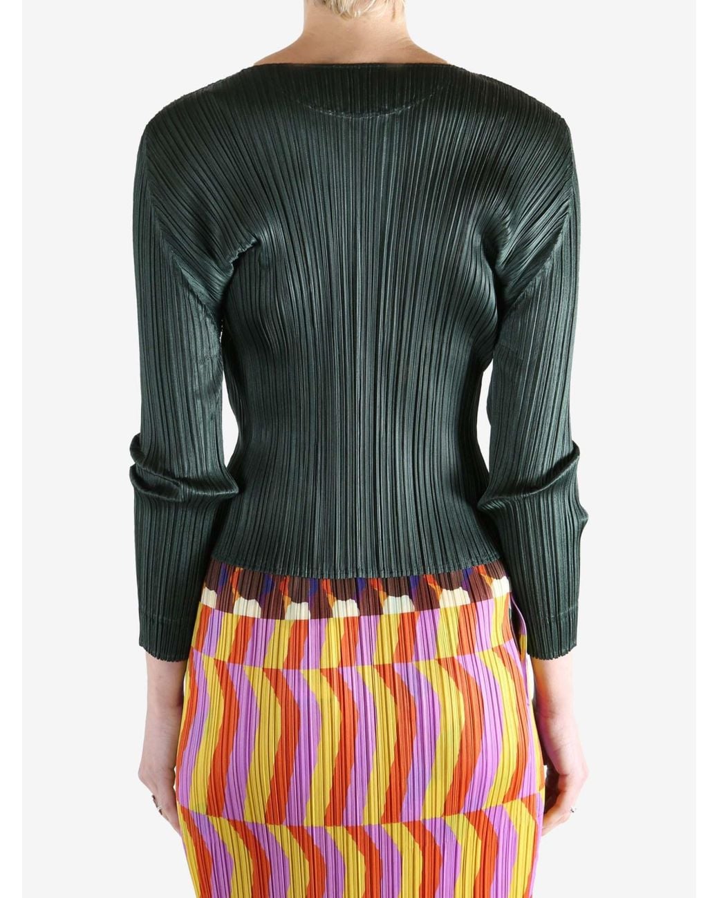 Pleats Please Issey Miyake Green Pleats Please Issey Miyake Monthly Colors: December Cardigan