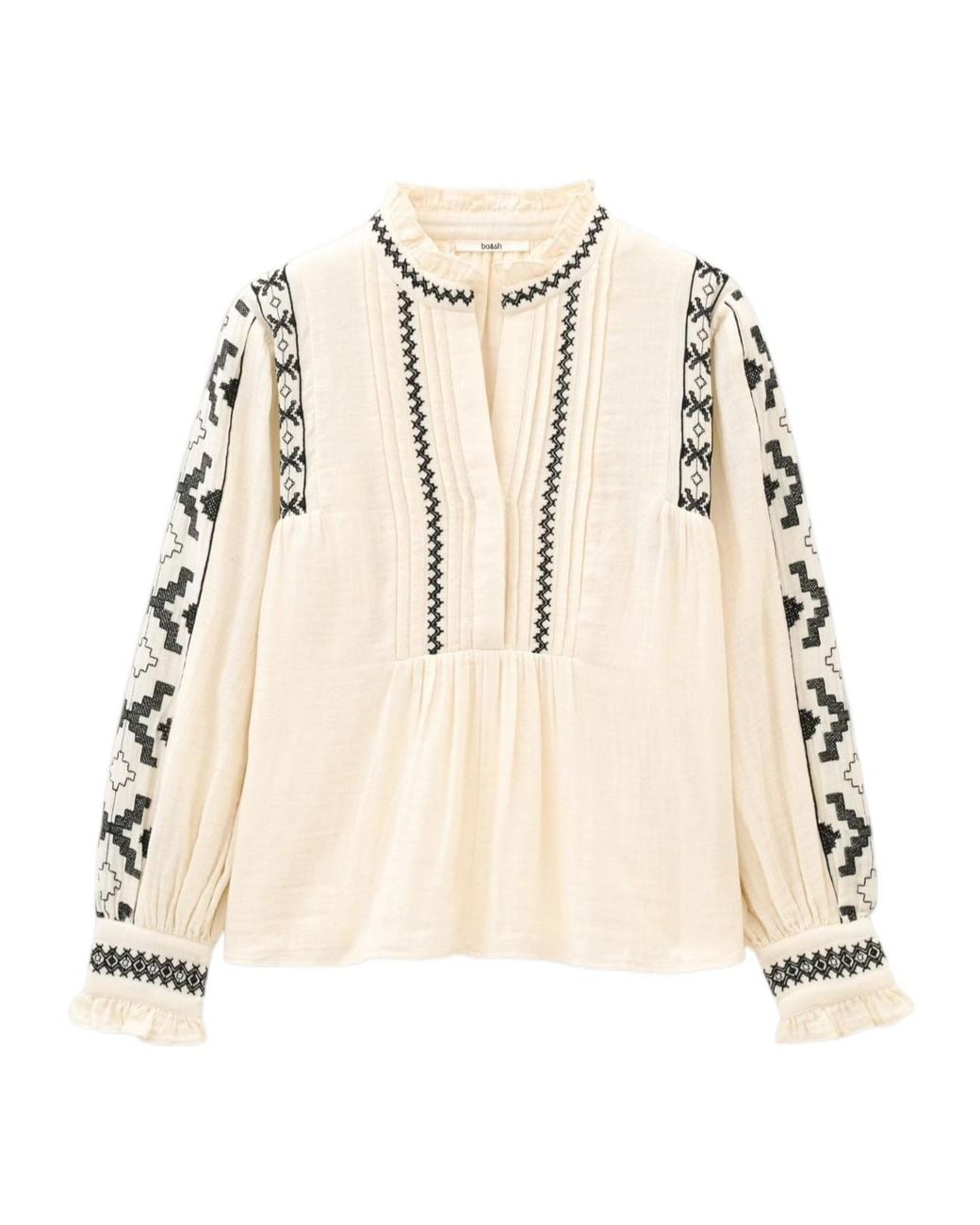 Ba&sh Natural Long-Sleeved Shirt With Pleat Details