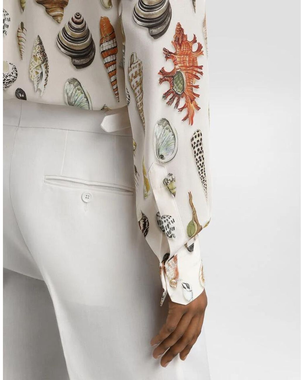 Dolce & Gabbana White Shell Printed Martini Shirt for men