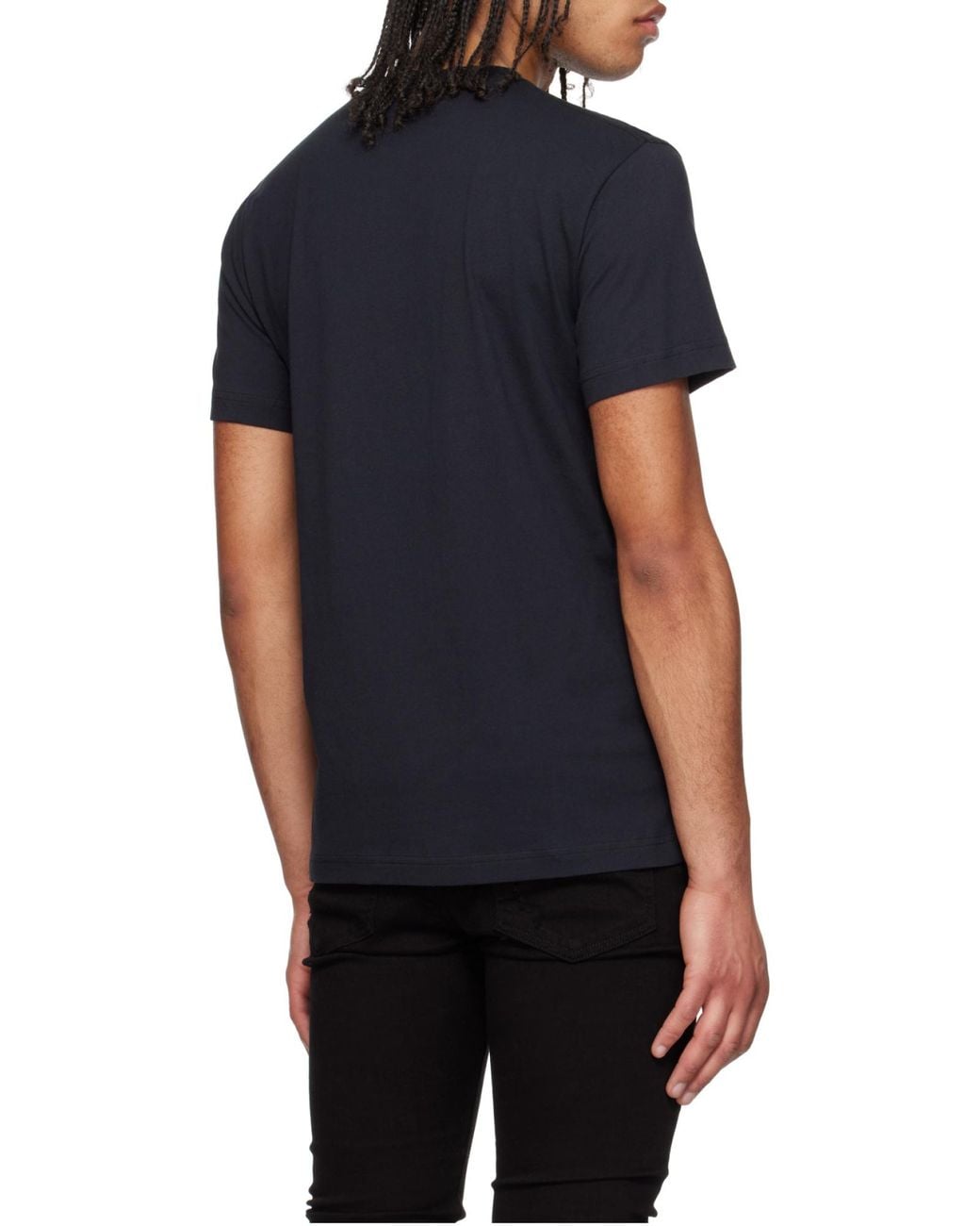 Versace Jeans Black Couture Outline Barocco Printed Crewneck T-Shirt for men