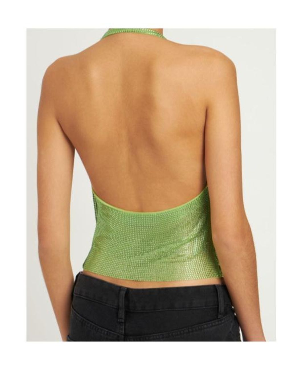 GIUSEPPE DI MORABITO Green Embellished Net Halter Top