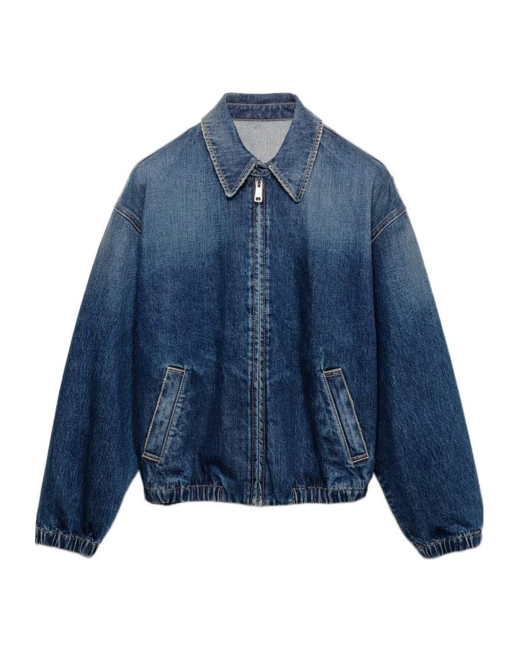 Prada Blue Zip-Up Denim Jacket