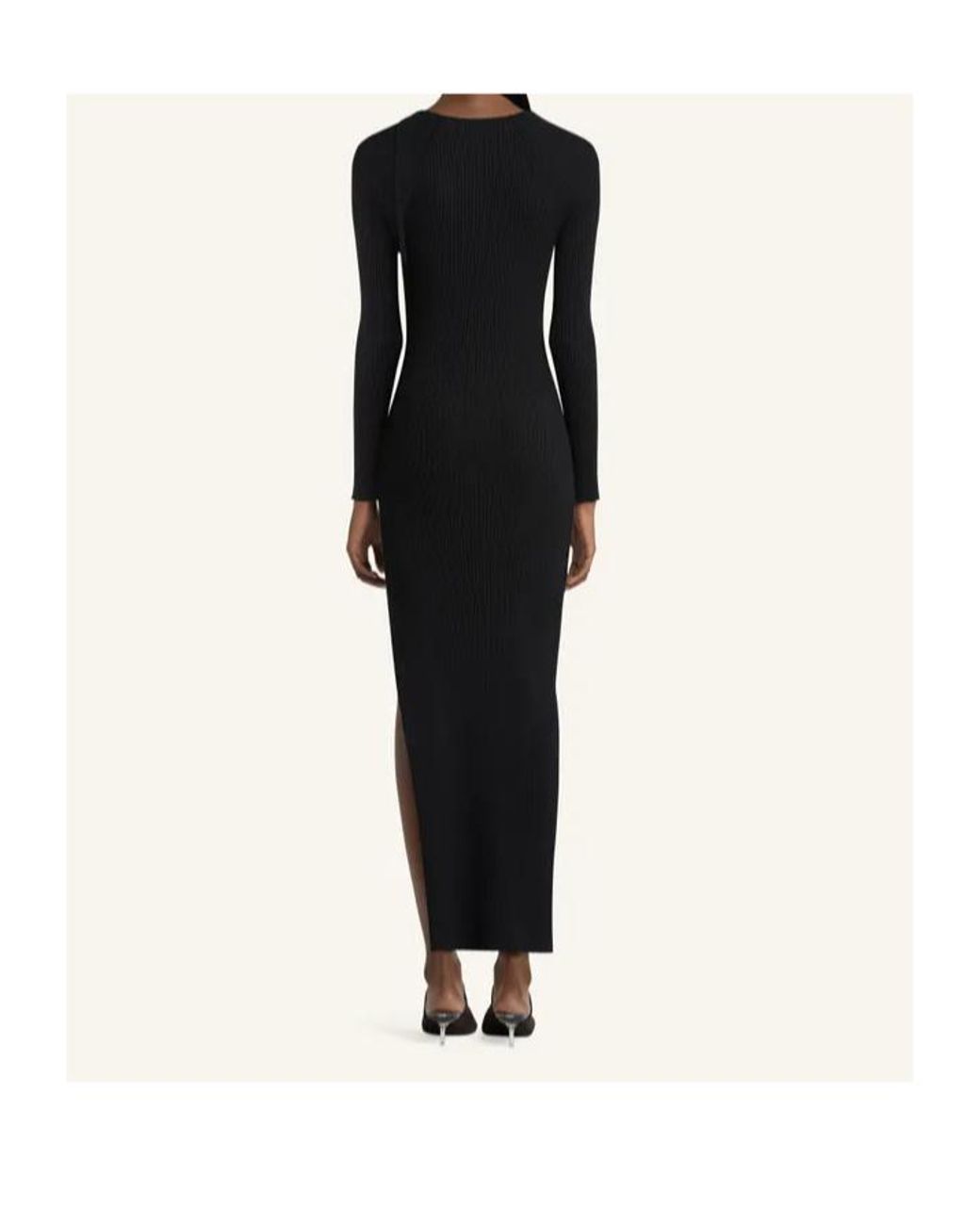 Courreges Black Cut-Out Ribbed Long Dress