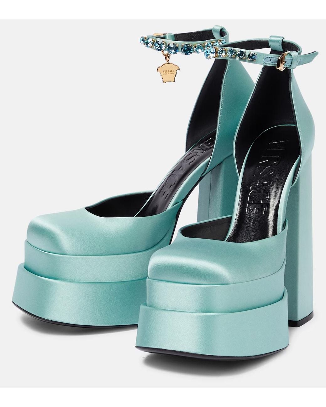 Versace Blue Medusa Aevitas Platform Heels