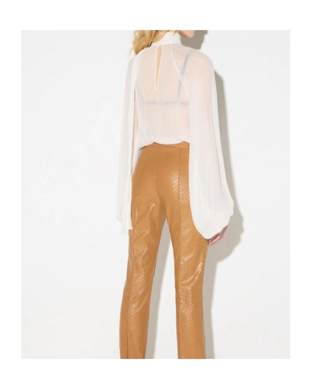 Elisabetta Franchi White Creponne Lavallière Bodysuit