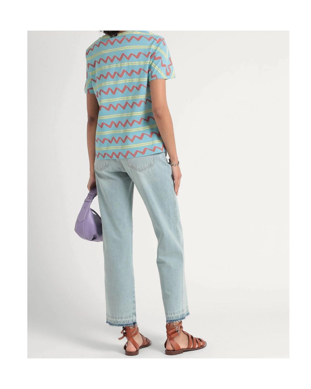 MAX&Co. Blue Floral Short Sleeve T-Shirt