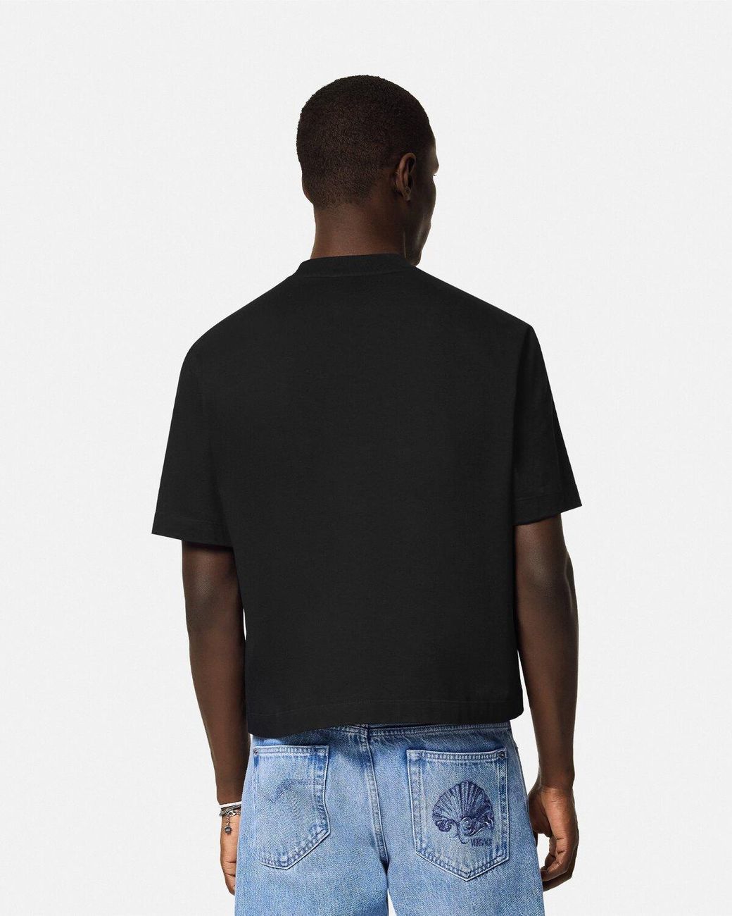Versace Black Medusa Milano Embroidered Crewneck T-Shirt for men