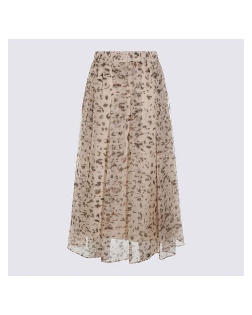 Brunello Cucinelli Brown Flared Midi Skirt