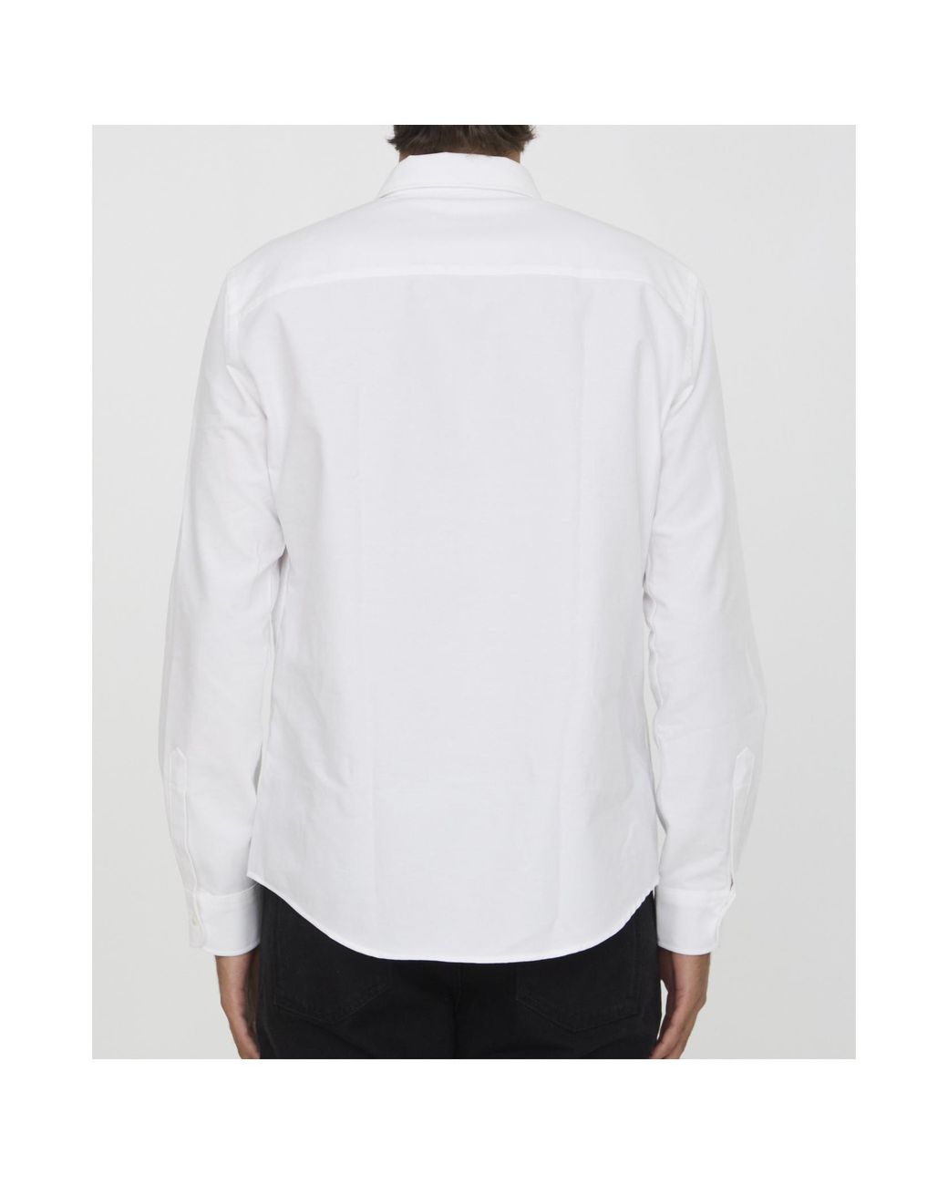 AMI White Logo Embroidered Long Sleeved Shirt for men