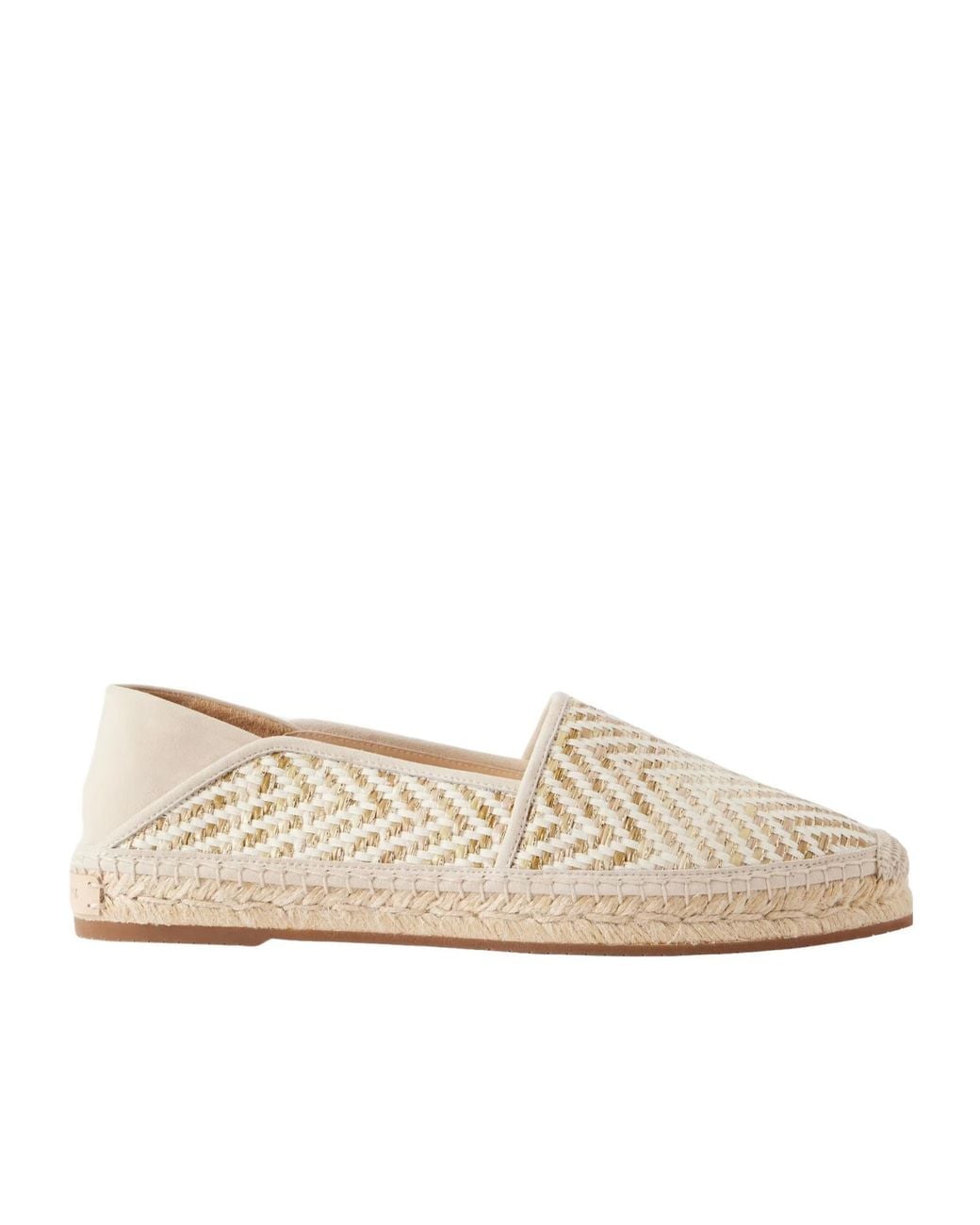Manolo Blahnik Natural Suede-Trimmed Woven Raffia Espadrille
