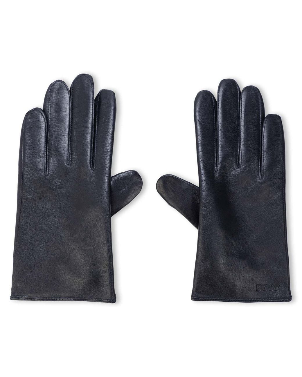 Boss Blue Leather Gloves for men
