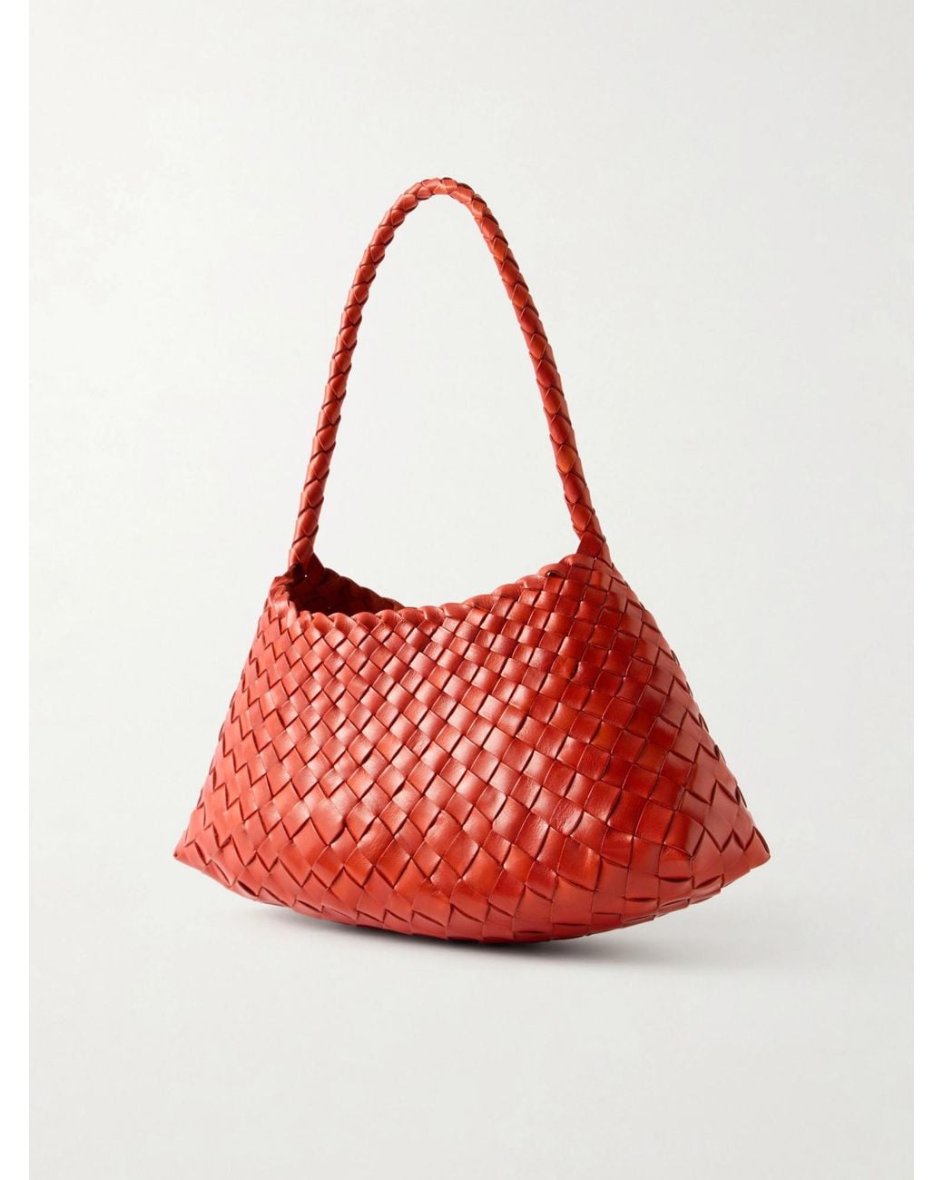Dragon Diffusion Red Mini Woven Leather Shoulder Bag