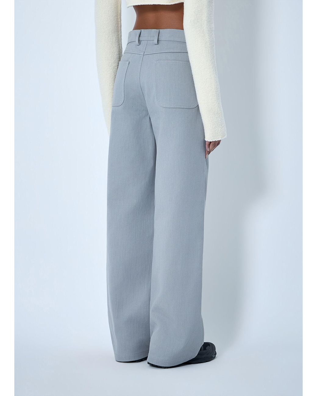 Rier Blue Wide-Leg Tailored Pants
