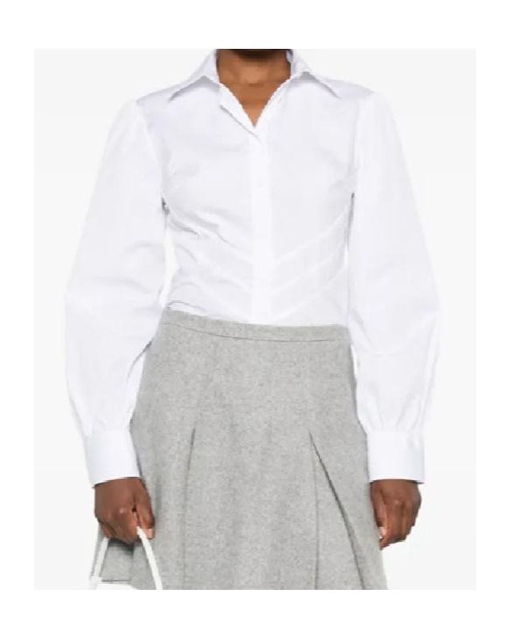 Ermanno Scervino White Ruched-Panel Collared Shirt