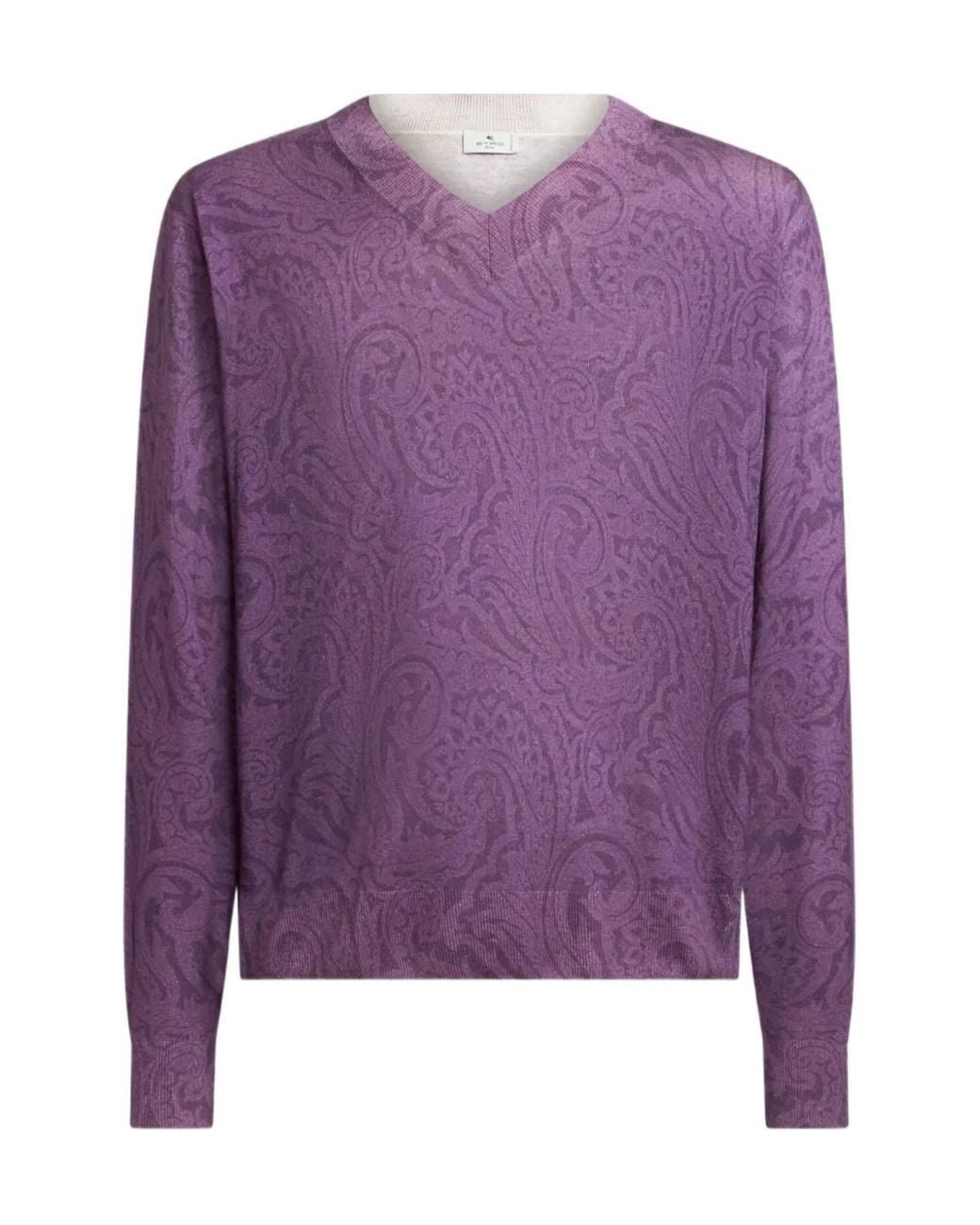 Etro Purple Paisley-Print Jumper for men