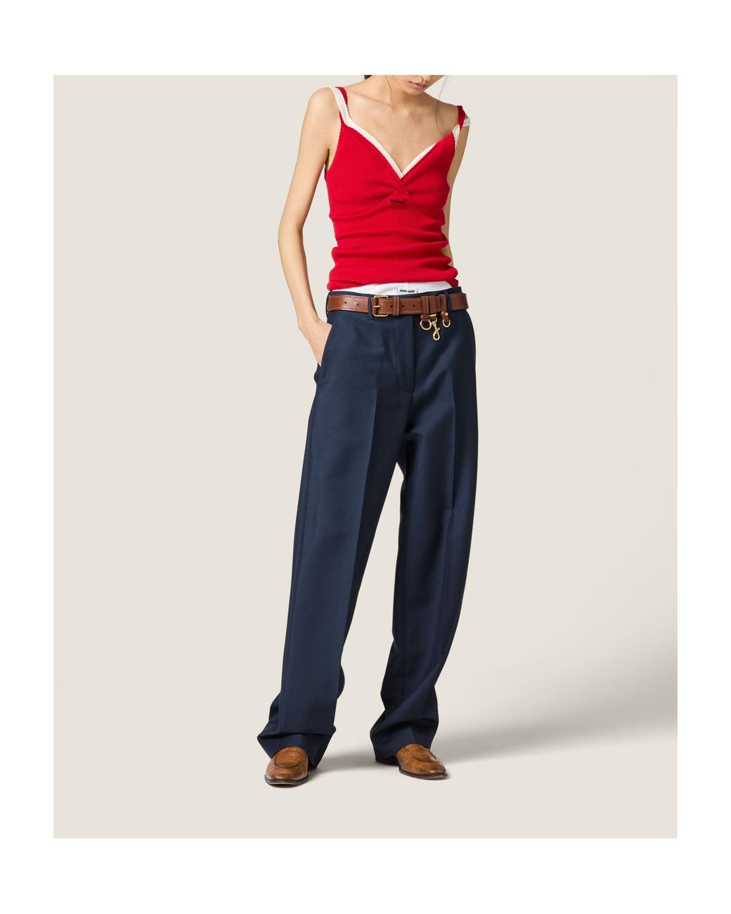 Miu Miu Red Cotton Knit Top