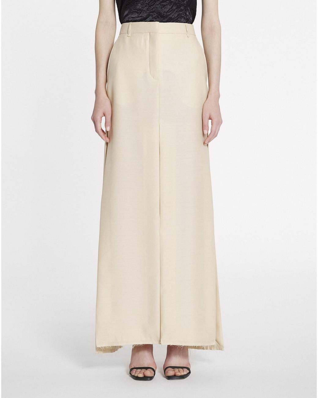 Lanvin White High Waist Slit Maxi Skirt
