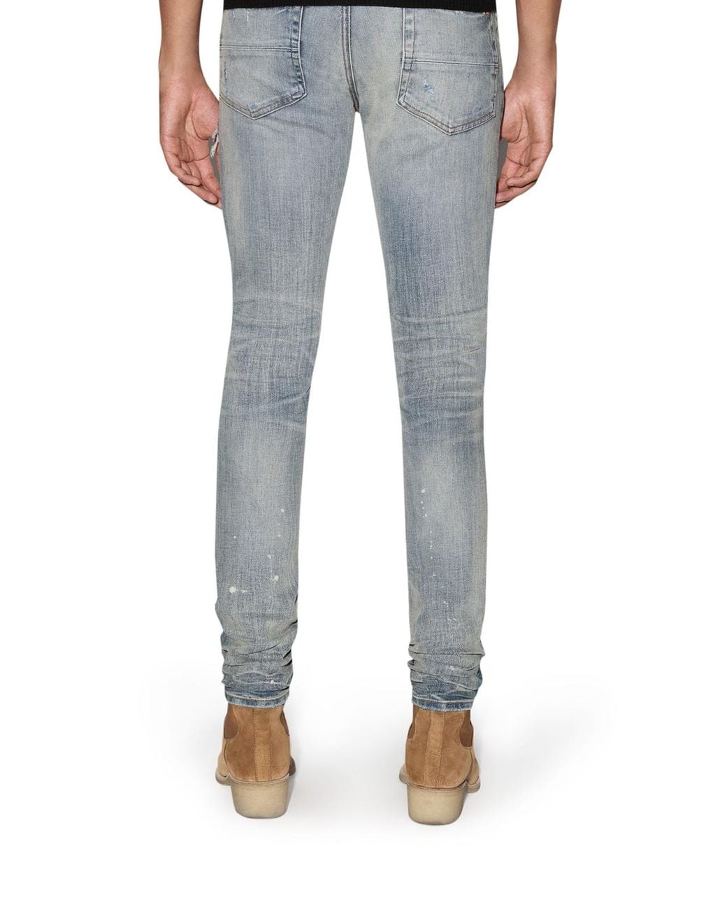 Amiri Blue Distressed-Finish Ripped Skinny Jeans for men