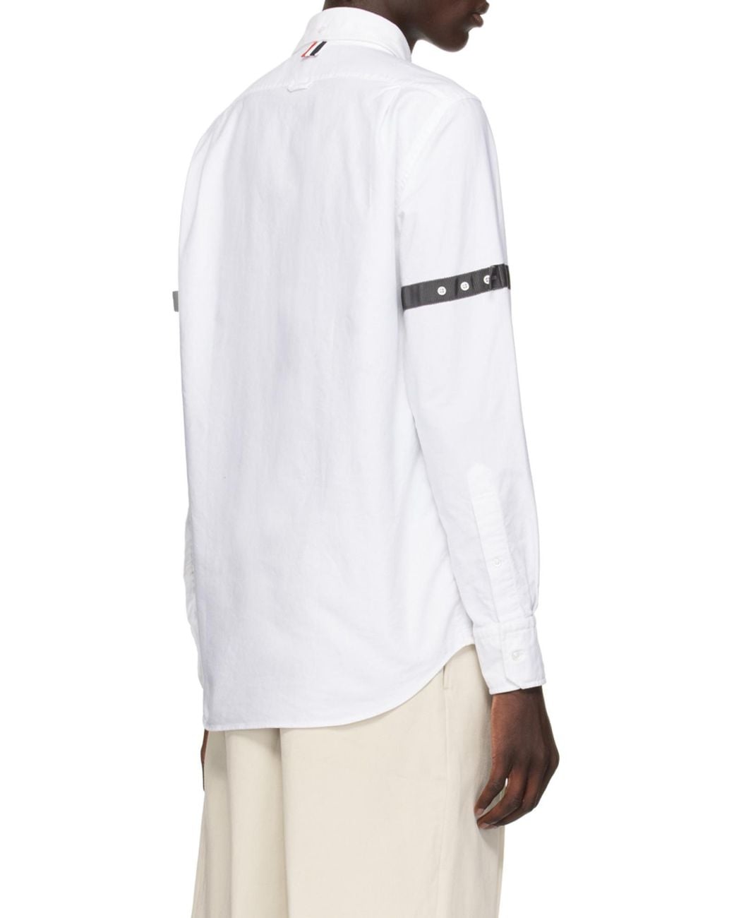 Thom Browne White Long-Sleeved Buttoned Shirt for men