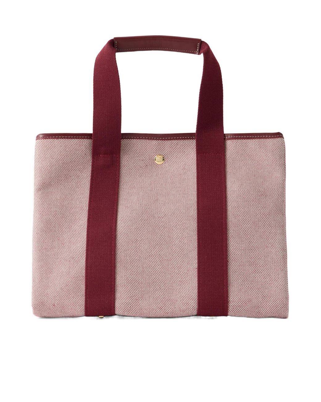 Rue de Verneuil Pink Leather-Trimmed Cotton Oxford Tote