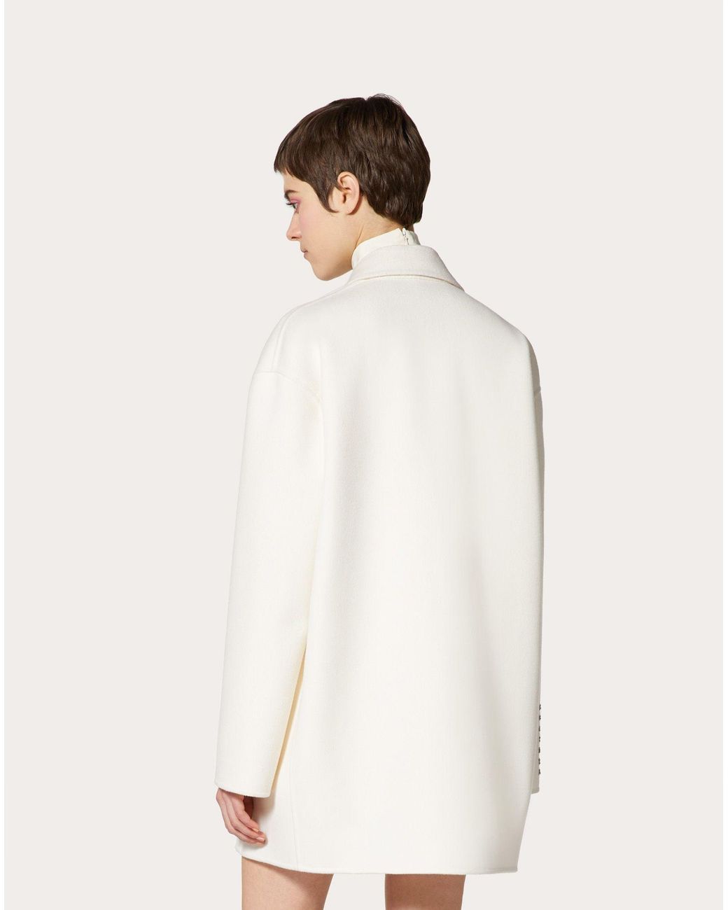 Valentino White Poem Detail Single Breasted Coat
