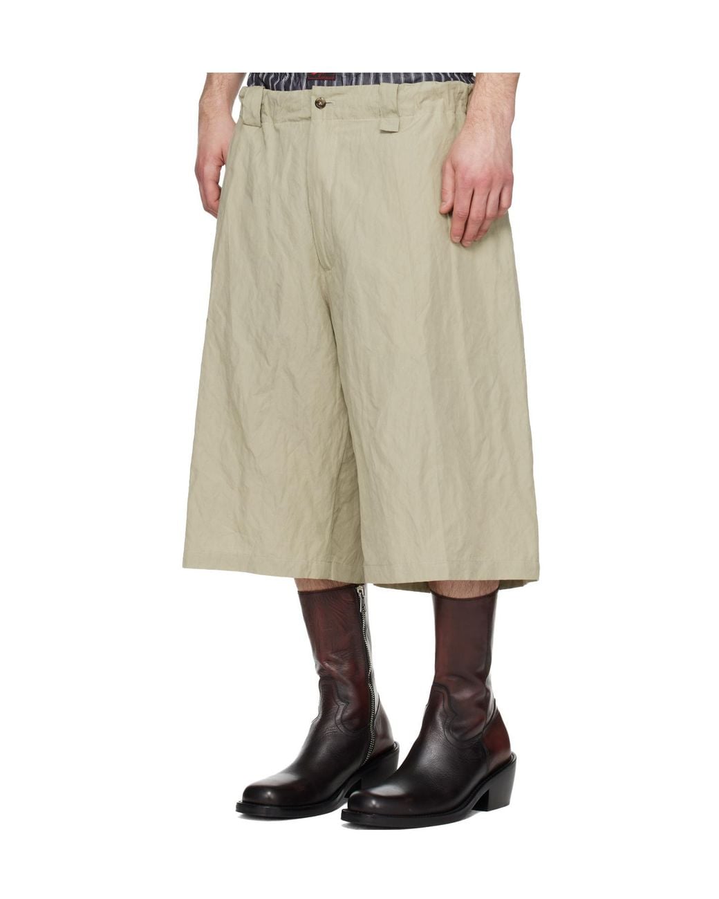 Willy Chavarria Natural Toluca Wide-Leg Knee-Length Shorts for men
