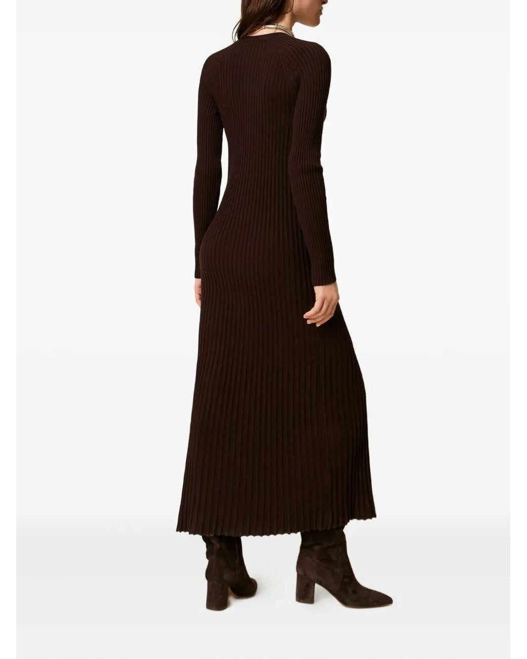 Twinset Black Button-Front Midi Dress