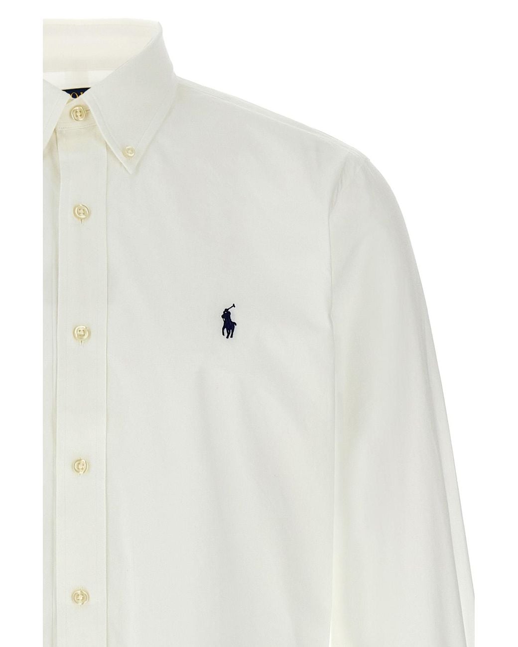 Polo Ralph Lauren White Pony Embroidered Poplin Shirt for men