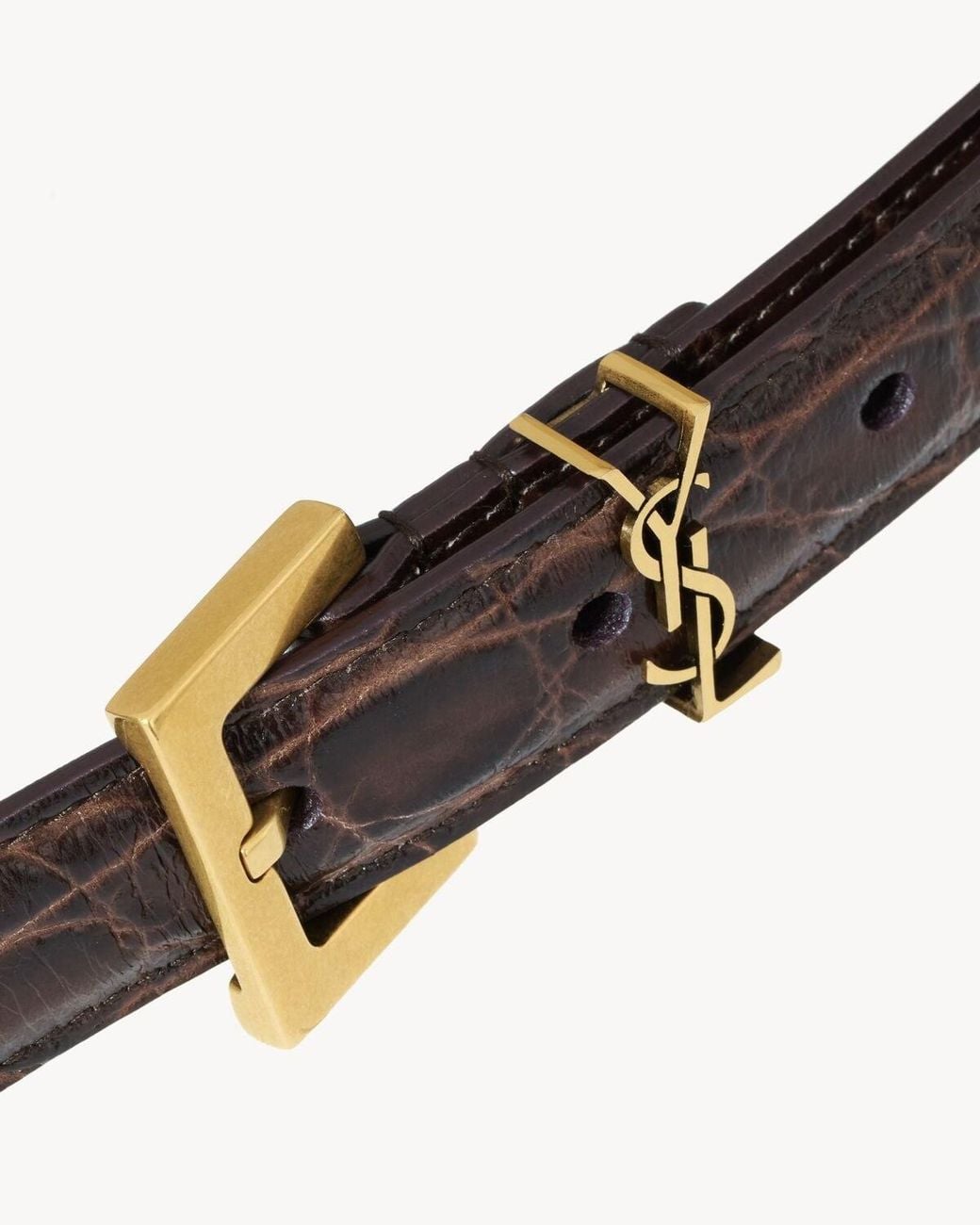 Saint Laurent White Cassandre Thin Belt
