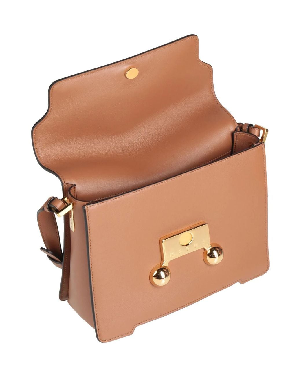 Marni Brown Medium-Sized Minimalist Leather Bag