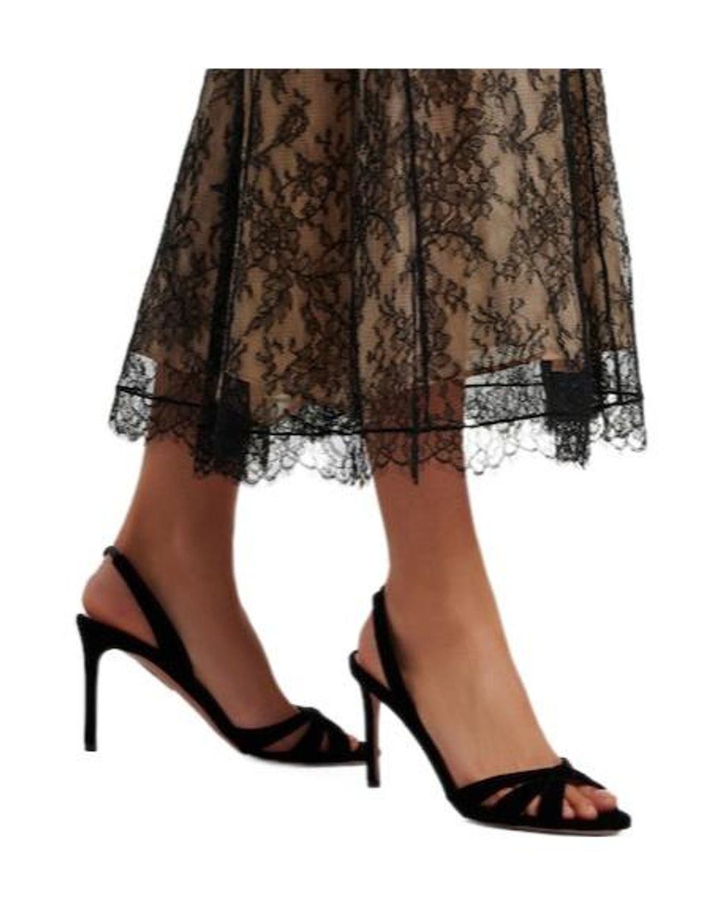 Alessandra Rich Natural Exquisite Lace Slip Dress