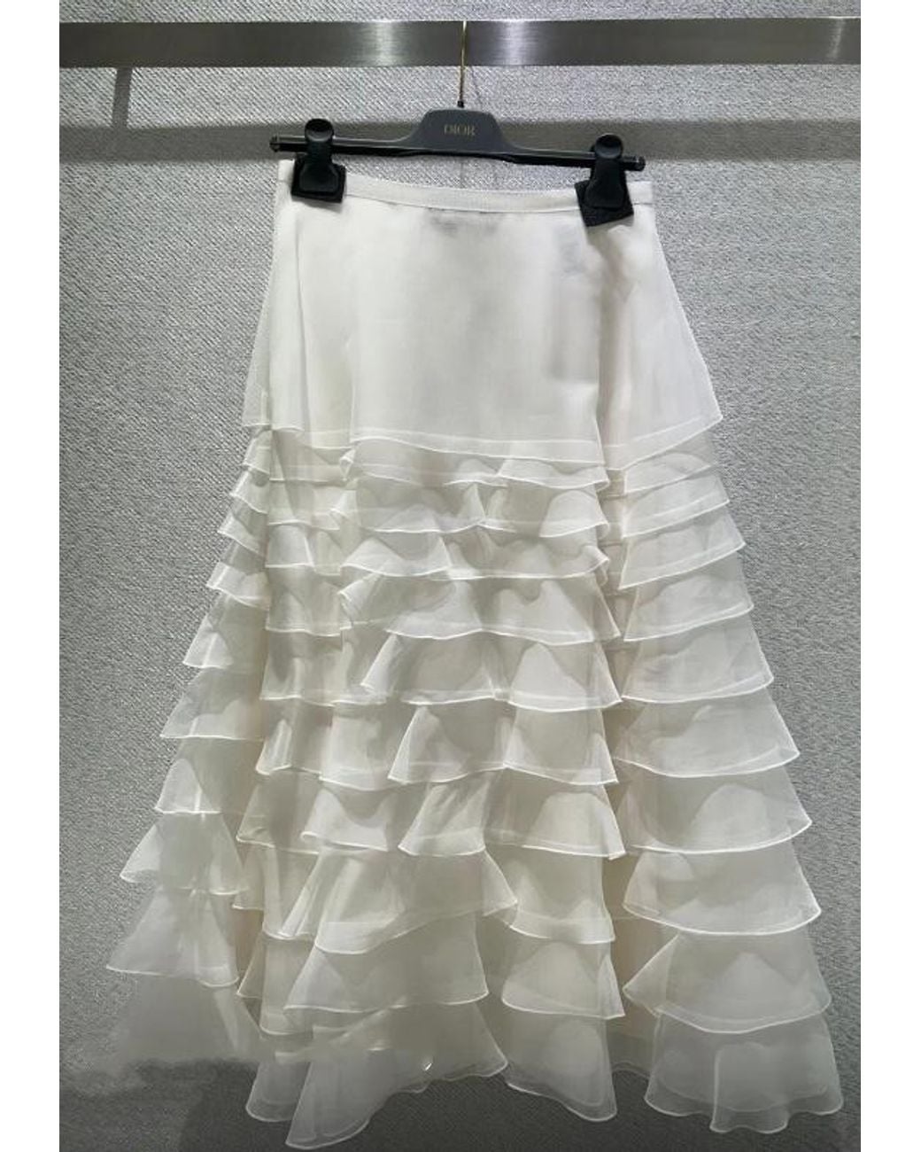 Dior White Christian Mid-Length Ruffled Skirt
