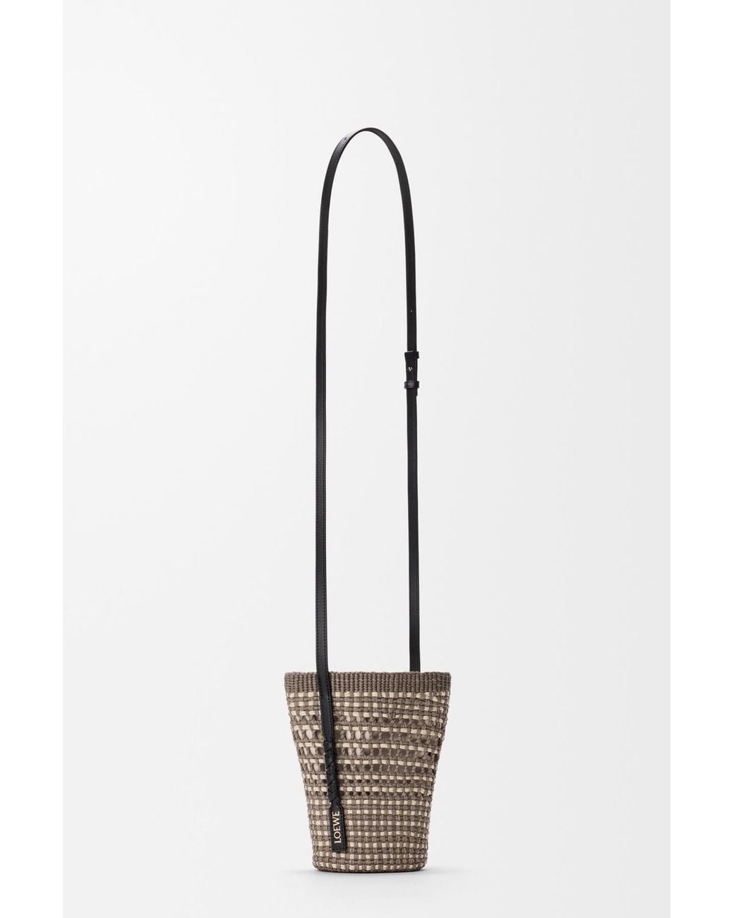 Loewe Gray Paulas Ibiza Braid Pocket Bucket Bag
