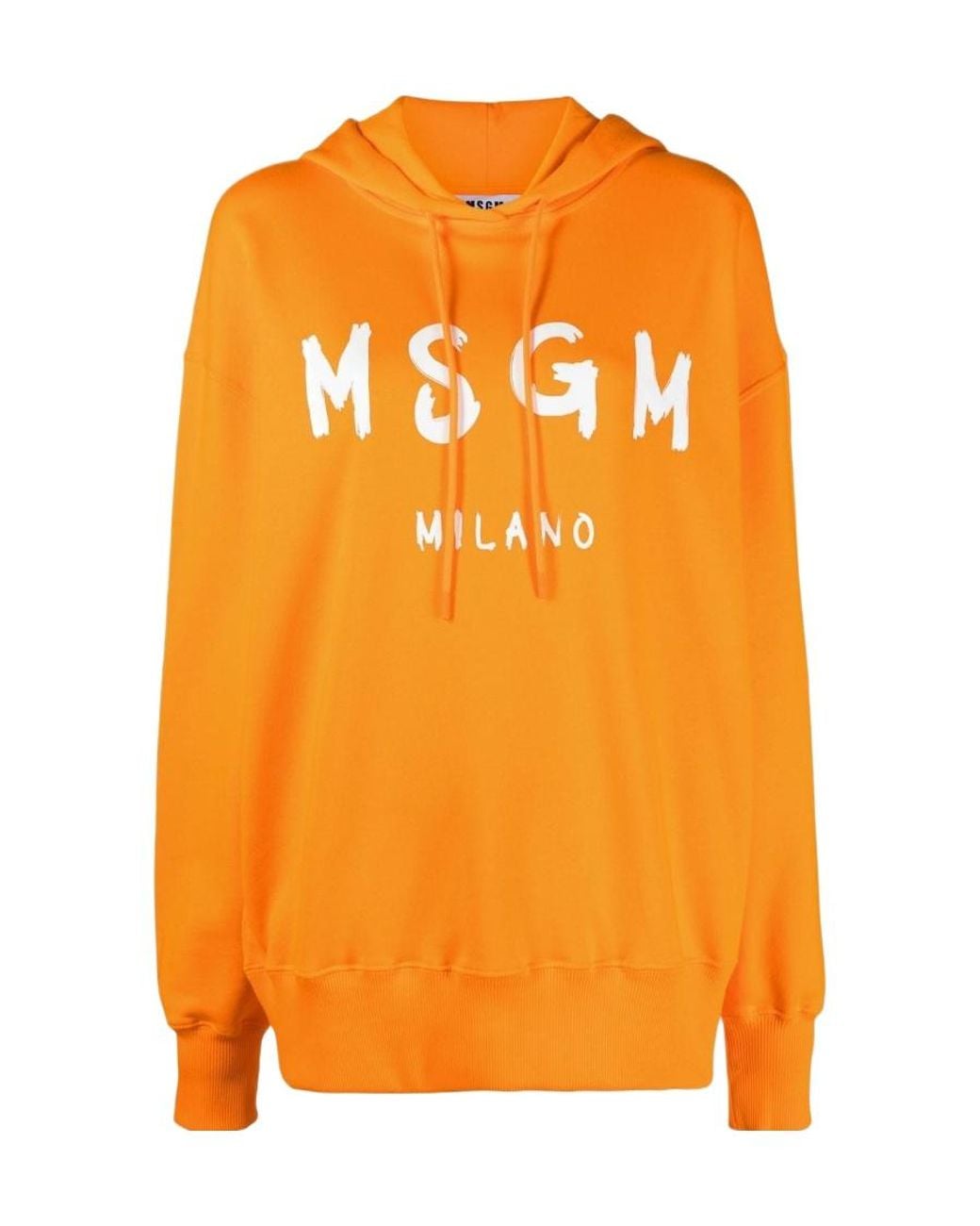 MSGM Orange Logo-Print Detail Hoodie